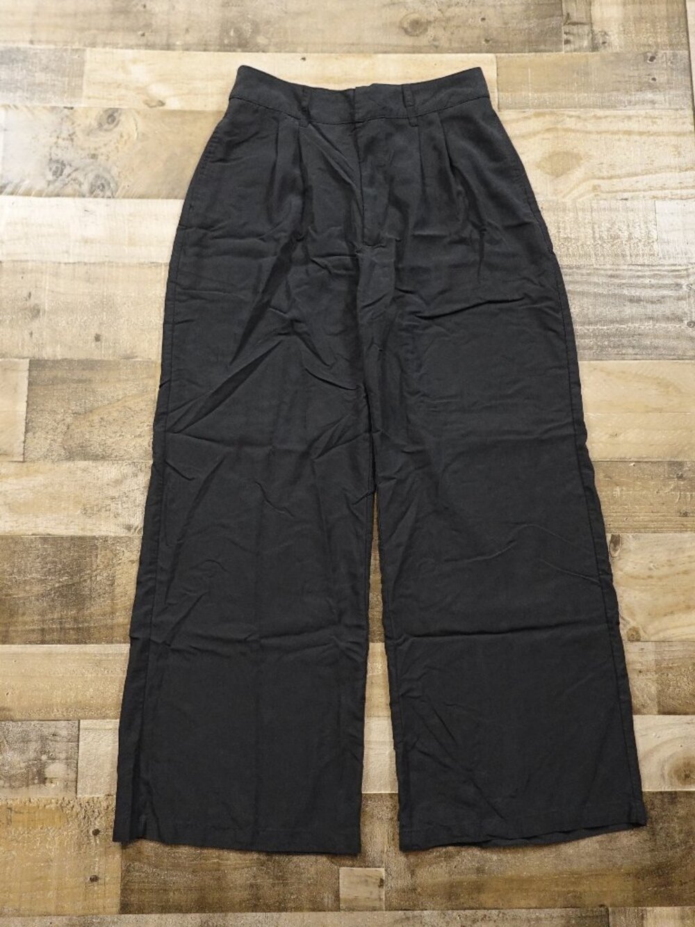 Abercrombie & Fitch Wide Leg Pants Women's Medium Black Pleated 28" Inseam